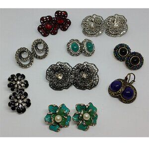 𝅺Huge bundle lot 9 earrings classic timeless costume jewelry dress up dressy.